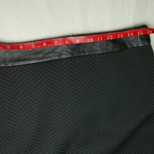 Black Chevron Faux Leather Waistband Pencil Knee Skirt